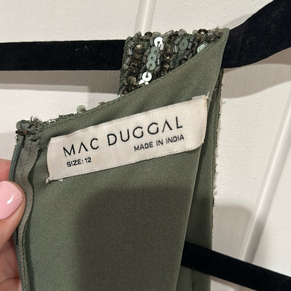 Mac Duggal Forest Green Sequin Dress